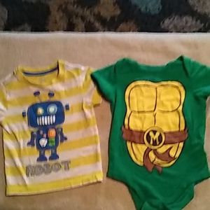 2- 12 mth shirts one Michelangelo TMNT one robot